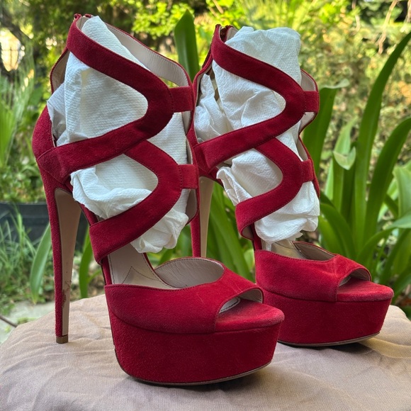 Miu miu 38 suede strappy platform sandal heels - Picture 1 of 7